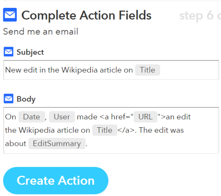 Complete Action Fields