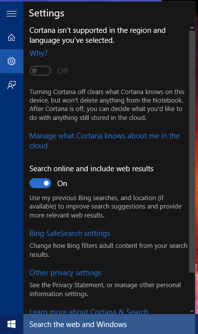 Cortana not supported