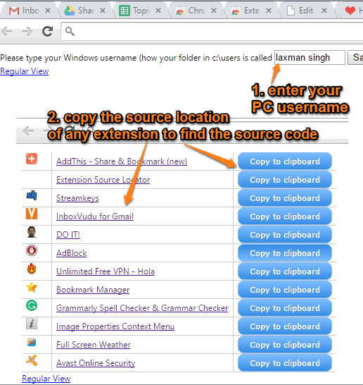 Extension Source Locator