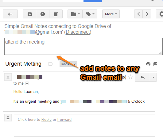 Firefox add-on to add notes to any Gmail email
