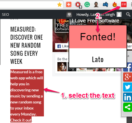 FontMe chrome extension
