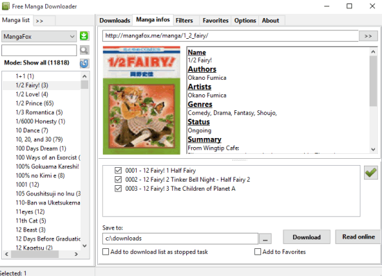 Free Manga Downloader- interface