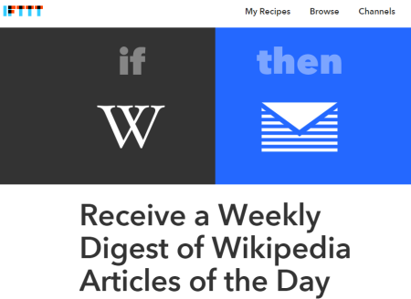 IFTTT recipe homepage