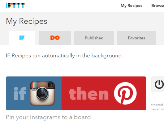 IFTTT recipe to post your Instagram photos to your Pinterest Board