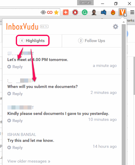 InboxVudu for Gmail- automatically create to-do list from your important emails in Gmail
