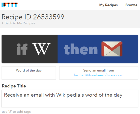 Recipe to automatically receive an email daily with Wikipedia Word of the Day
