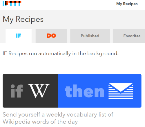 Recipe used to get weekly vocabulary list of Wikipedia word of the day