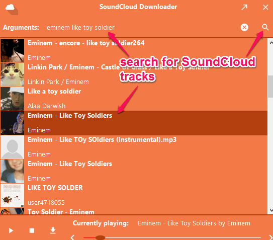 Simple SoundCloud Downloader- interface