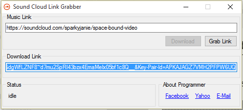 Sound Cloud Link Grabber- interface