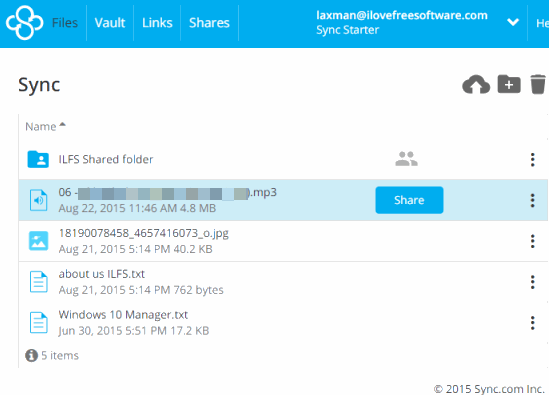 Sync web interface