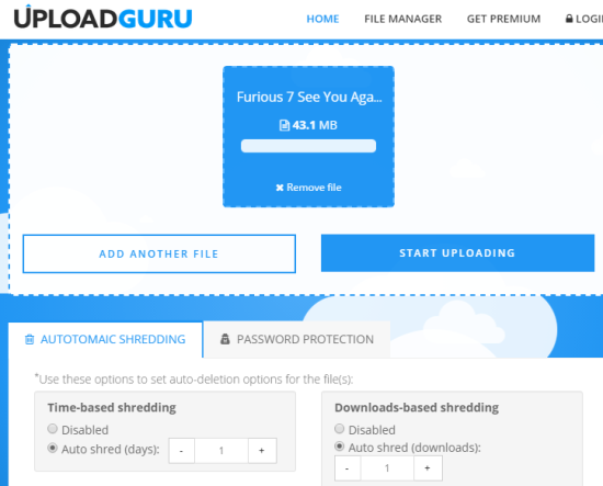 Upload GURU- share large files up to 1 GB size limit and 2 GB free storage space