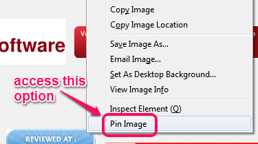 access Pin Image option