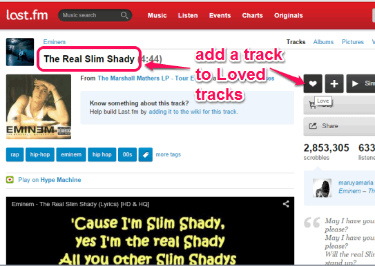 add a Last.fm track to Loved tracks