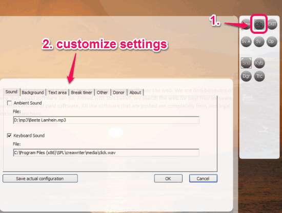 customize settings