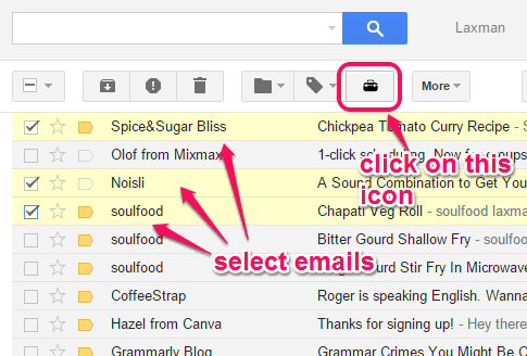 download selected emails