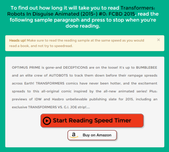 read the sample paragraph to find out your reading time
