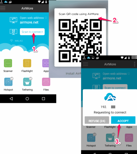 scan the barcode to connect with web interface