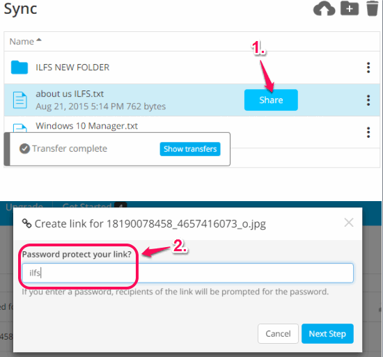 share files with password protection