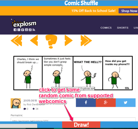 use Draw! button to get some random comic