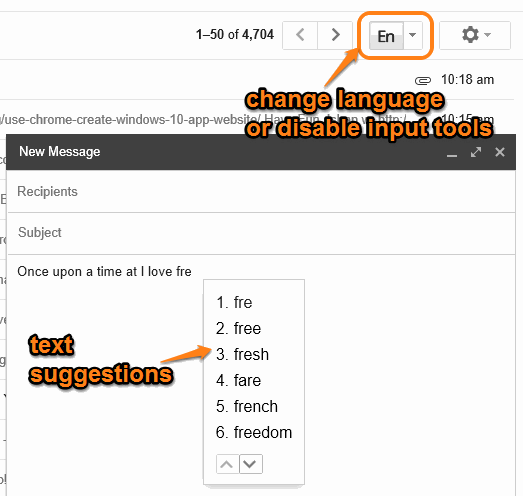 use text suggestions