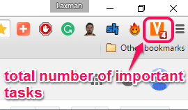 view total number of important tasks in extension icon