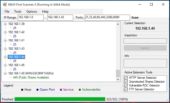 B&W Port Scanner- interface