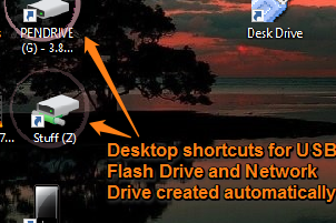 Desk Drive- automatically create desktop shortcuts for removable drives