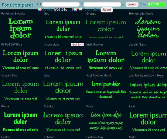 Font Comparer- homepage