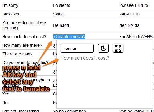 Google Selection Translate pop-up