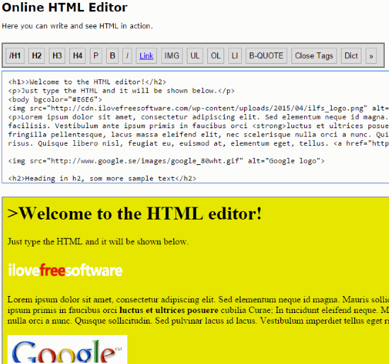 Online HTML Editor website homepage
