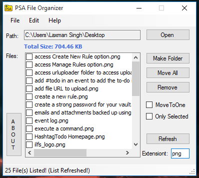 PSA File Organizer- interface