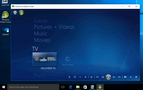 Windows Media Center installed in Windows 10