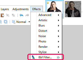 click on 8bf Filter option