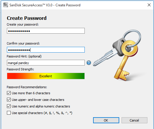 create a strong password for your vault