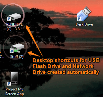 desktop shortcuts for removable drives created automatically