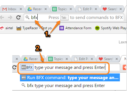 enter BFX and press Tab key to activate this extension