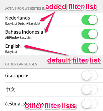 filter lists