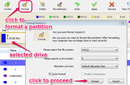 format a partition