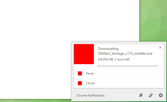 google chrome download status as notifications