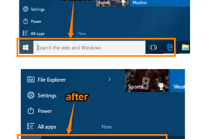 how to hide search box from Windows 10 taskbar
