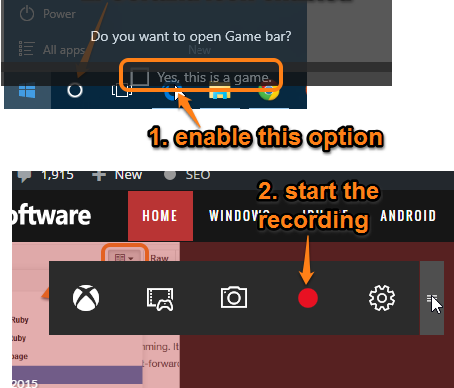 open Game Bar window and press Record button