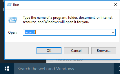 open Registry Editor using Run command