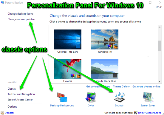 personalization panel