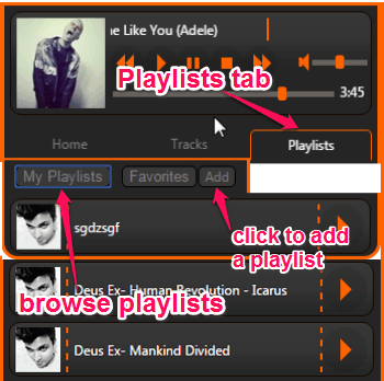 playlists tab