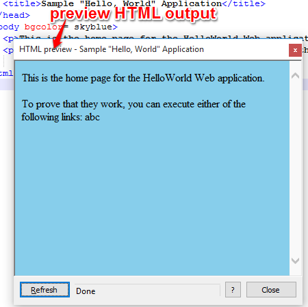 preview HTML output