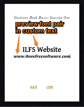 preview font pair in custom text