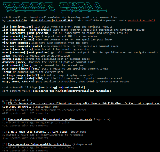 reddit shell- browse reddit via command line