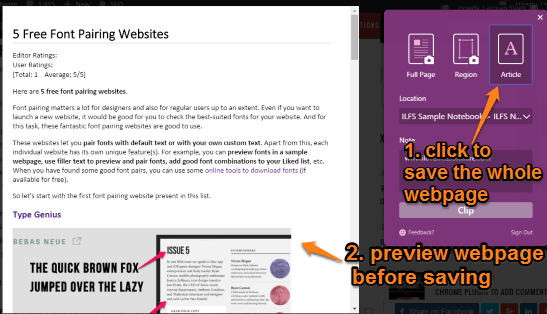 save the whole webpage and preview it before saving