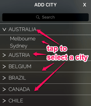 select a city
