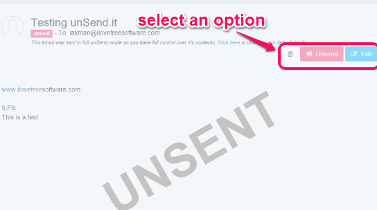 select an option for sent email